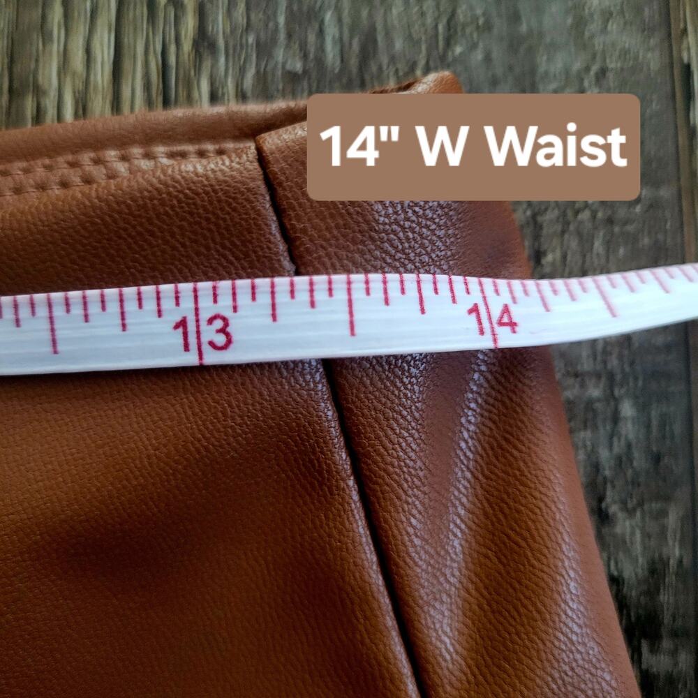 NWOT Zenana Faux Leather Leggings XL Brown High Waist Curvy Edgy Winter Fall - Picture 4 of 9
